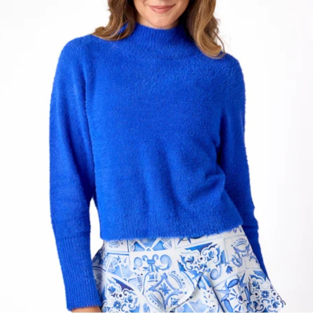 Cake For Dinner Lexi Turtleneck Sweater Bright Cobalt Preppy Classic Womens L